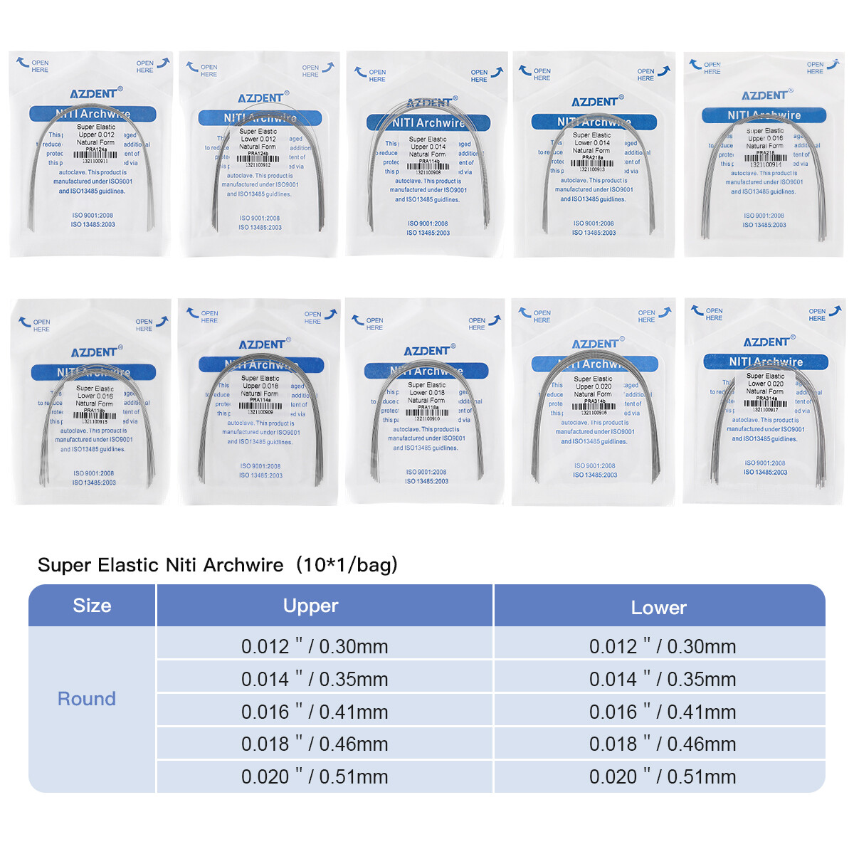 Dental Orthodontic Brackets Metal Braces/Super Elastic Niti Arch Wires Nature