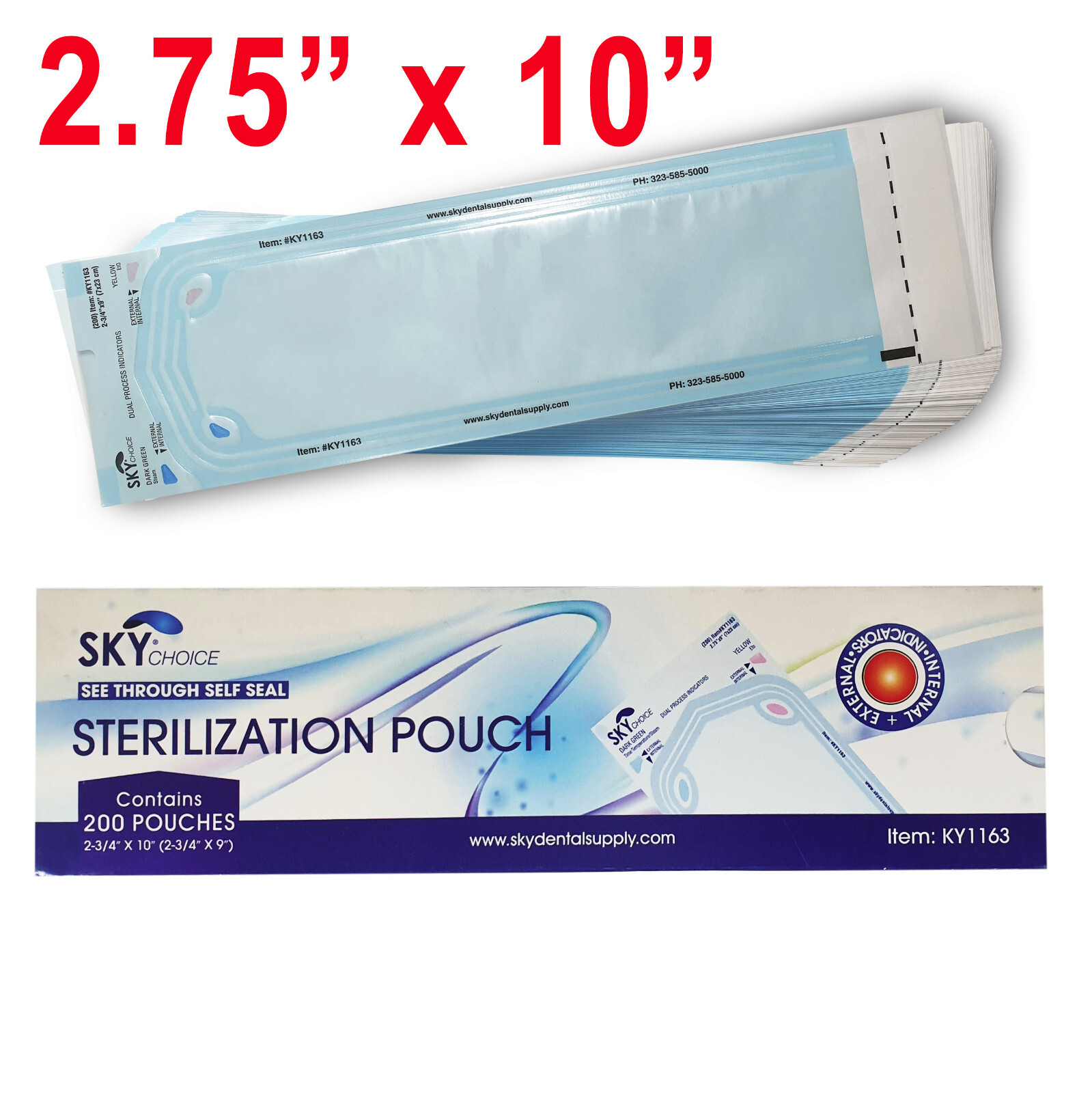 up to 9000 Sterilization Pouches 2.75″ x 10″ Dental Medical Self Seal Pouch Bag