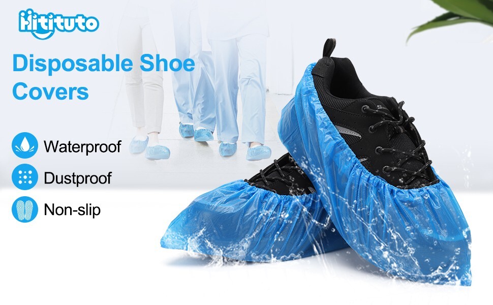Hitituto Shoe Covers Disposable Non-slip for Indoors -100 Pieces (Waterproof)