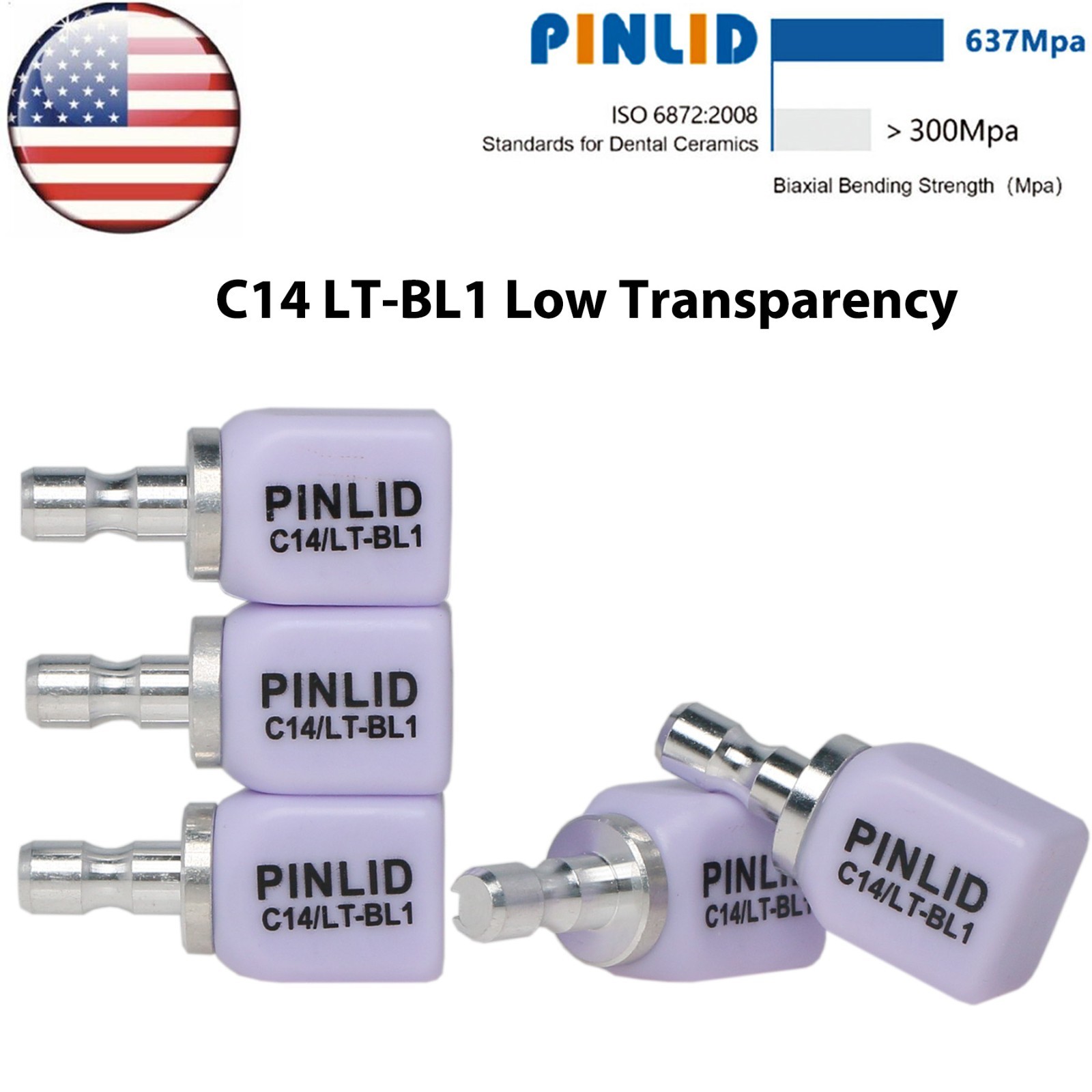 US C14 LT Low Transparency Glass Ceramic Blocks Lithium Disilicate CAD/CAM Cerec