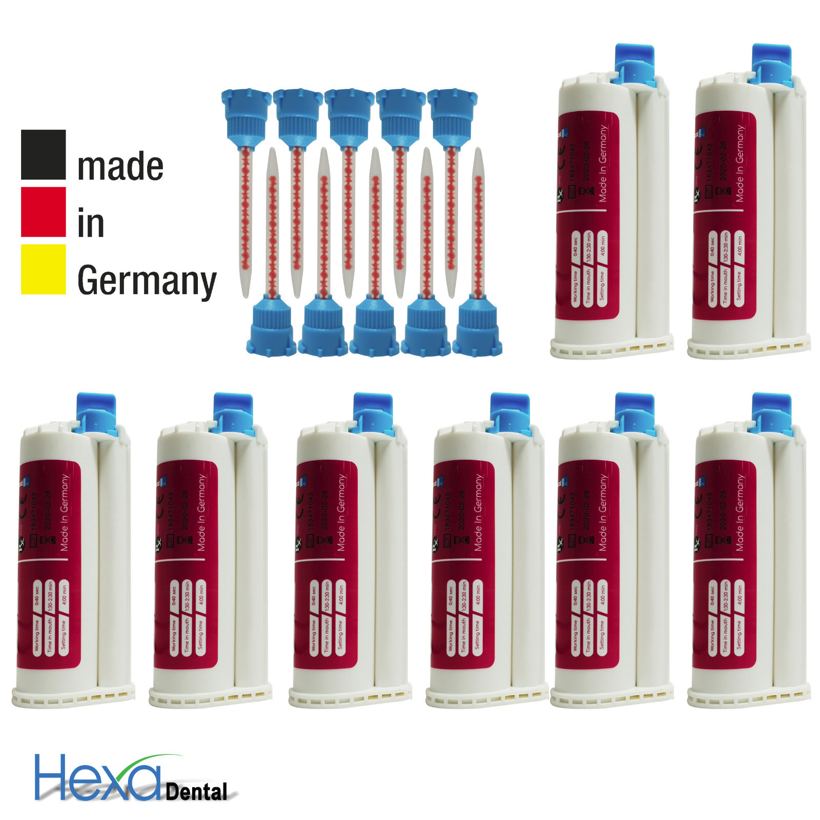 Hexa Dental German made Crown & Bridge Material w/ 10 mixing Tips 1:10 Temp C&B