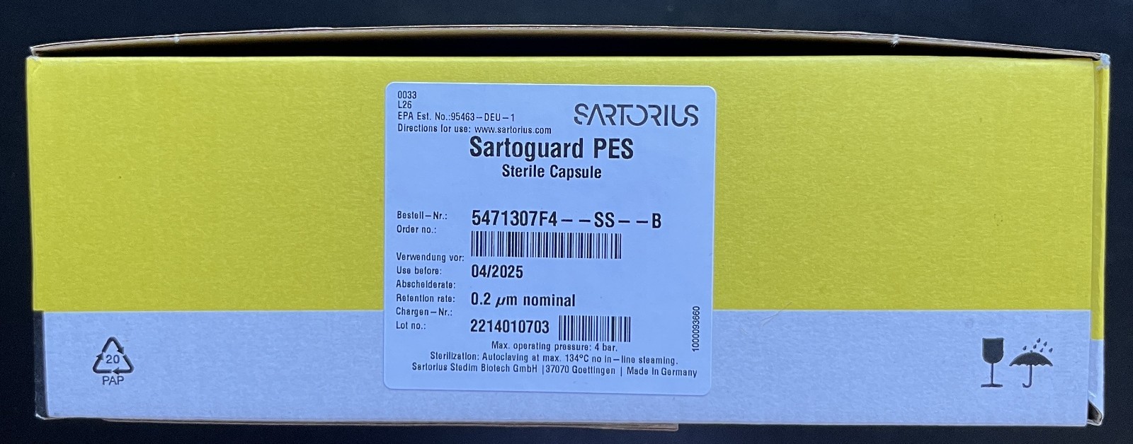 (5/Pk) SARTORIUS Sartoguard PES Capsule Filters 0.2um Sterile 5471307F4-00-B