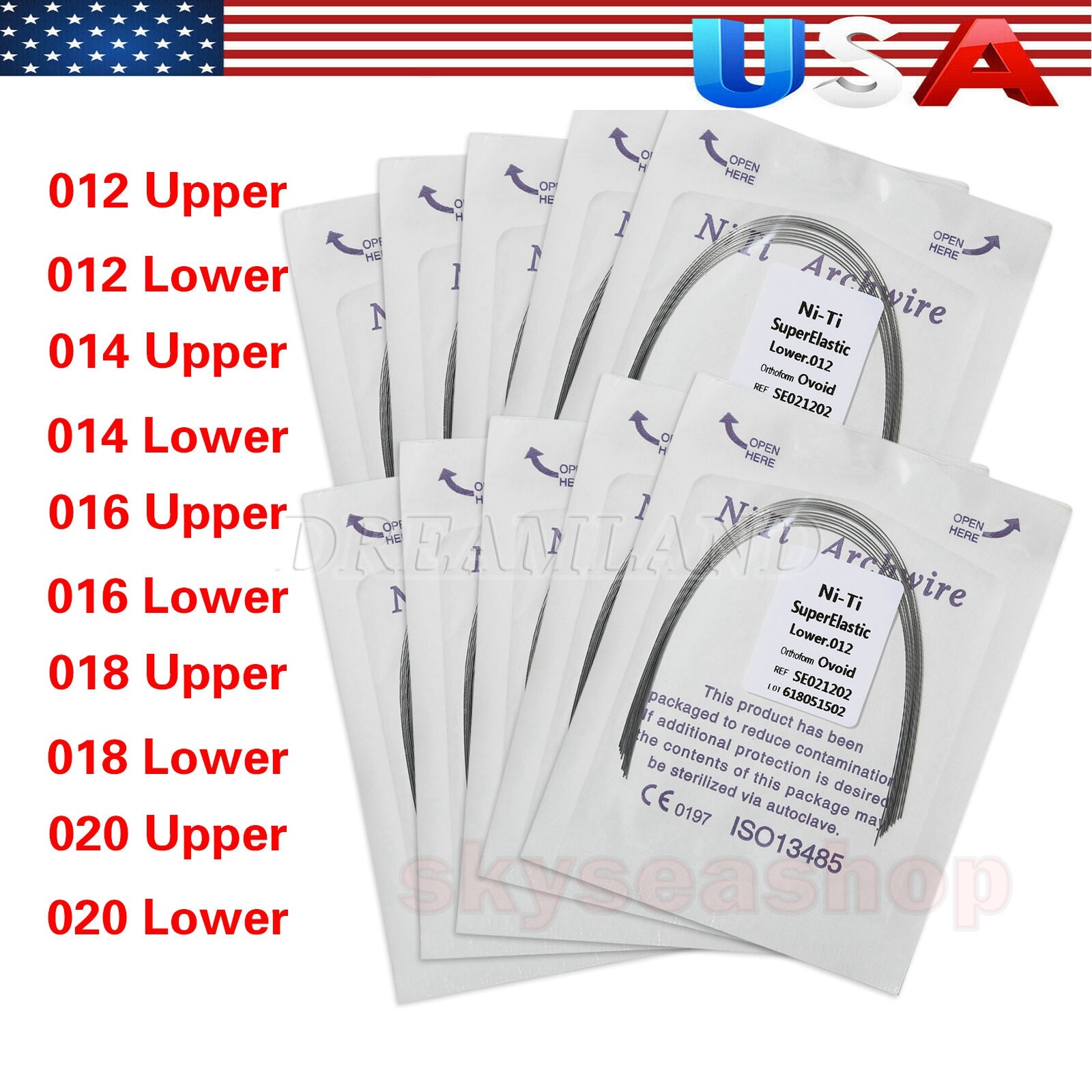100PCS Dental Orthodontic NITI Arch Wire Round Super Elastic NITI Ovoid Form USA