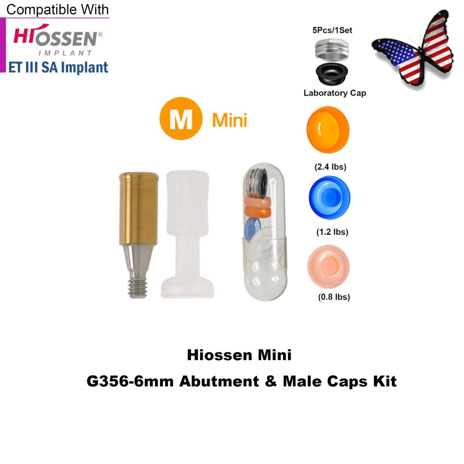 US Locator Overdenture Abutment & Male Cap Inserts Kit for Hiossen R/M Platform