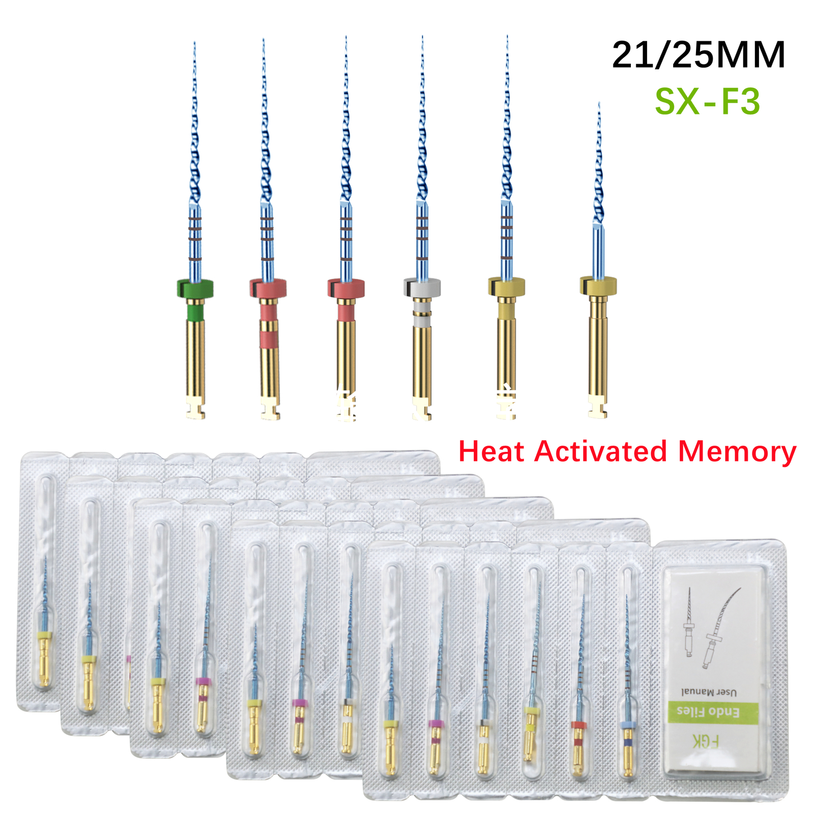 Dental Endo Rotary Files NITI Root Canal Heat Actived Files Taper SX-F3 21/25MM