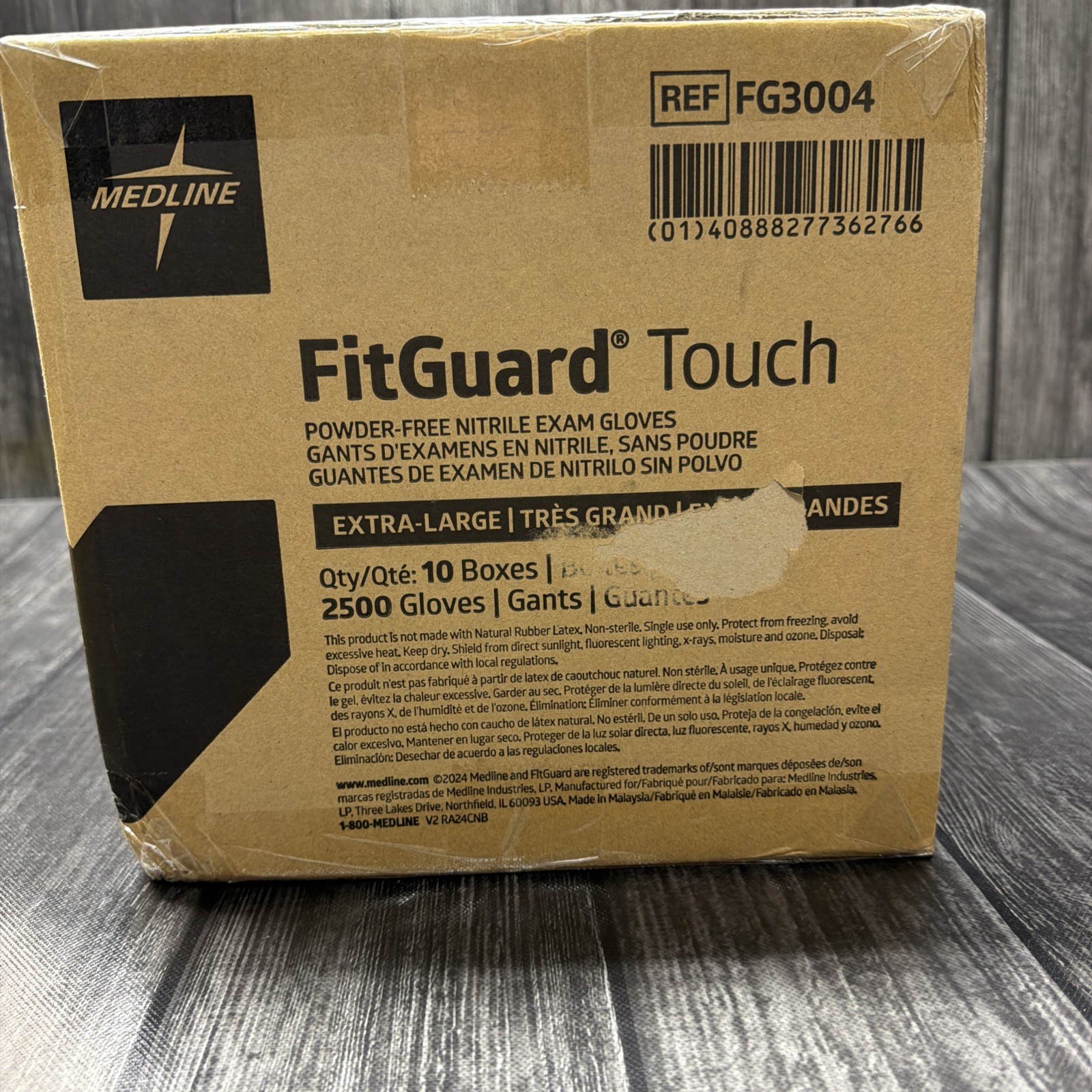 Medline Fitguard Nitrile Exam gloves 2500 per case, size Extra Large 10 Boxes