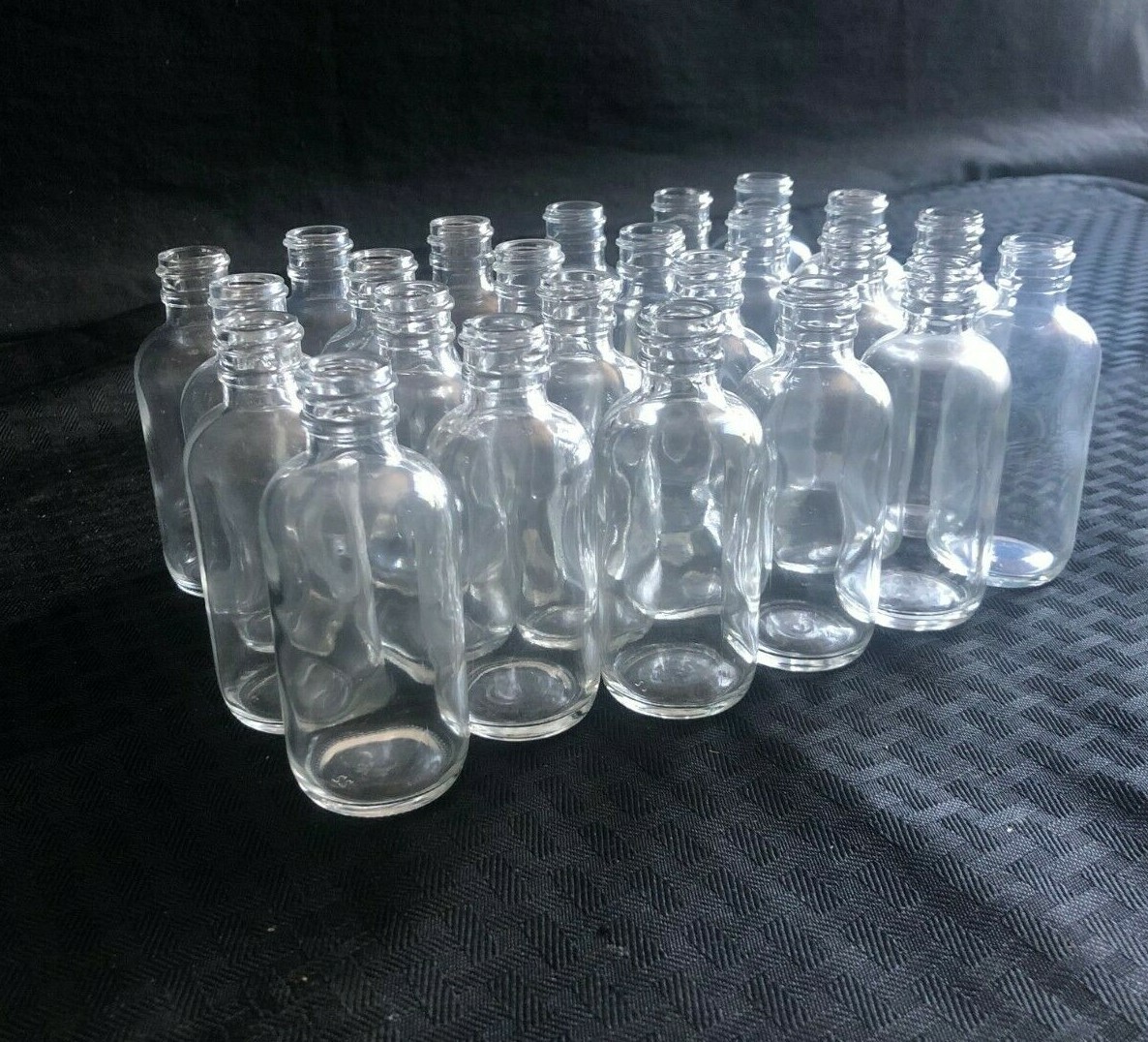 Lot of 24 Unbranded 2oz. Clear Boston Round Glass Bottle (No Cap), GLA-00809