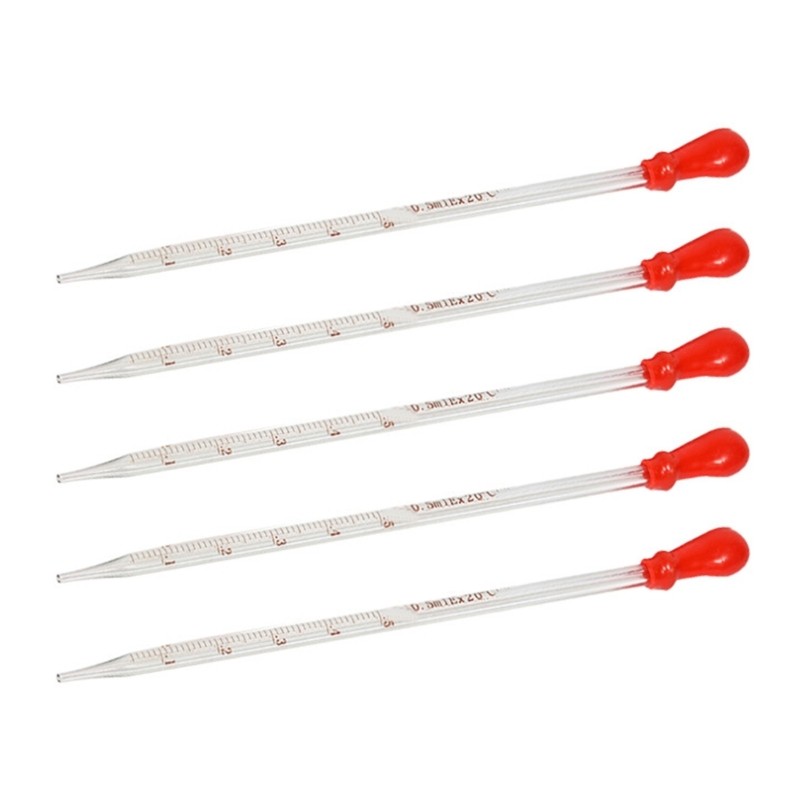 5 Pcs Glass Pipette Dropper 0.5ml, 1ml, 2ml, 3ml, 5ml, 10ml, Liquid Dropper