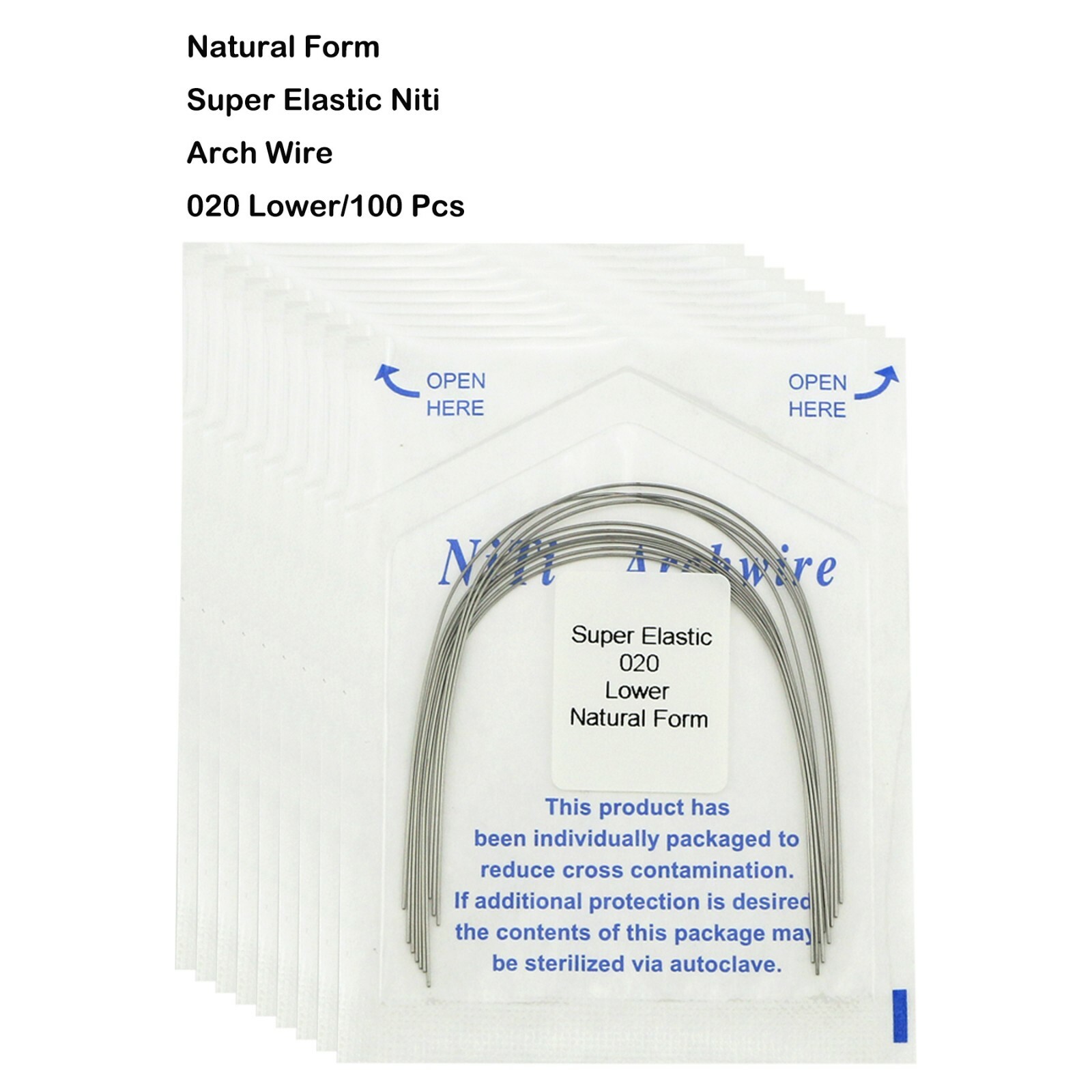 Dental Orthodonic Niti Arch Wire Natural Form Super Elastic Upper/Lower 012-020
