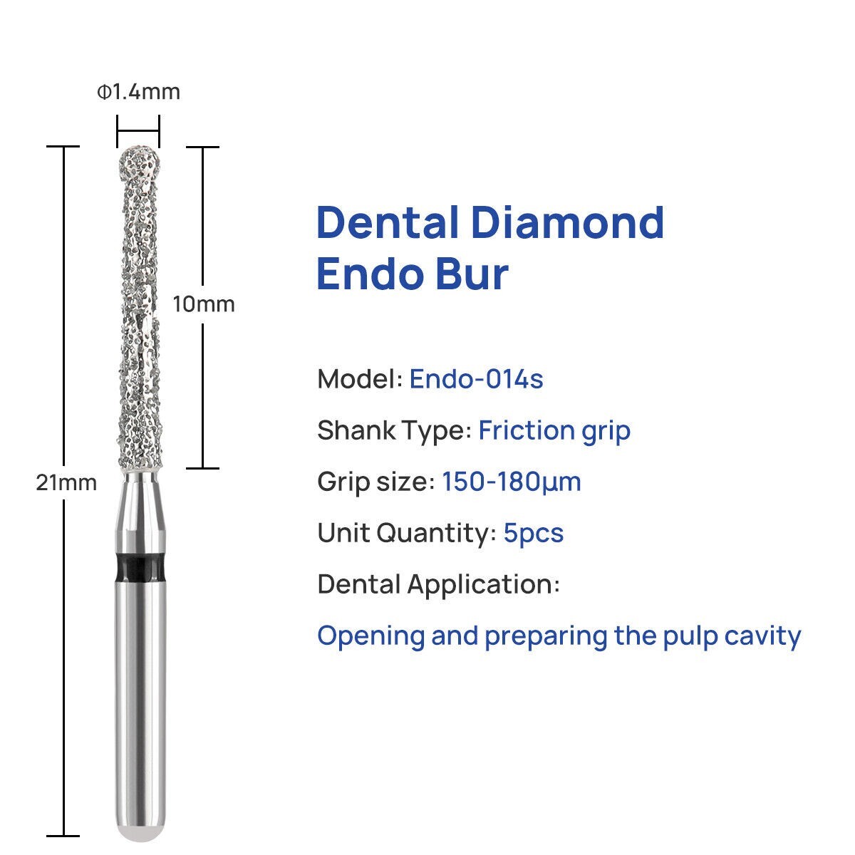 1-200Pack Dental Endo Diamond Burs 1.6mm For Opening preparing Endo Access Bur