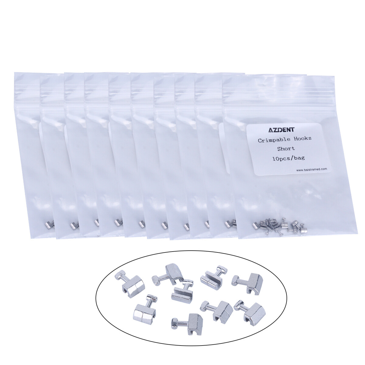 10PCS/Pack AZDENT Dental Orthodontic Short Type Crimpable Hook for Arch Wire