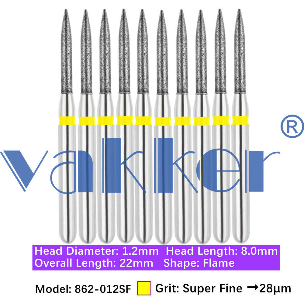 10pc Dental Diamond Burs for HighSpeed Handpiece Medium Super Fine Friction Grip
