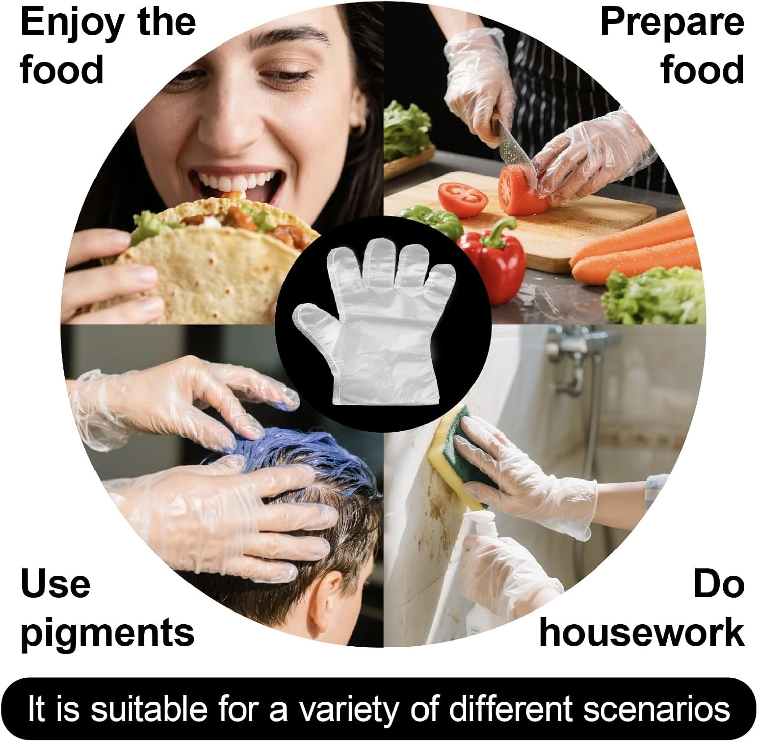 400 Count Disposable Plastic Gloves Food Safe Latex Free Powder Free