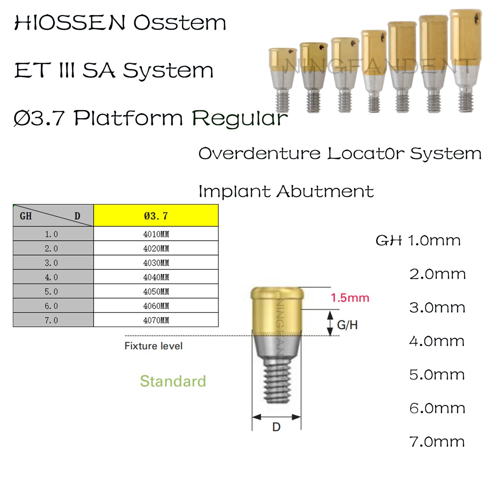 Implant Locat0r System Abutment 1-7.0mm GH For HIOSSEN ET III SA Ø3.7 Standard
