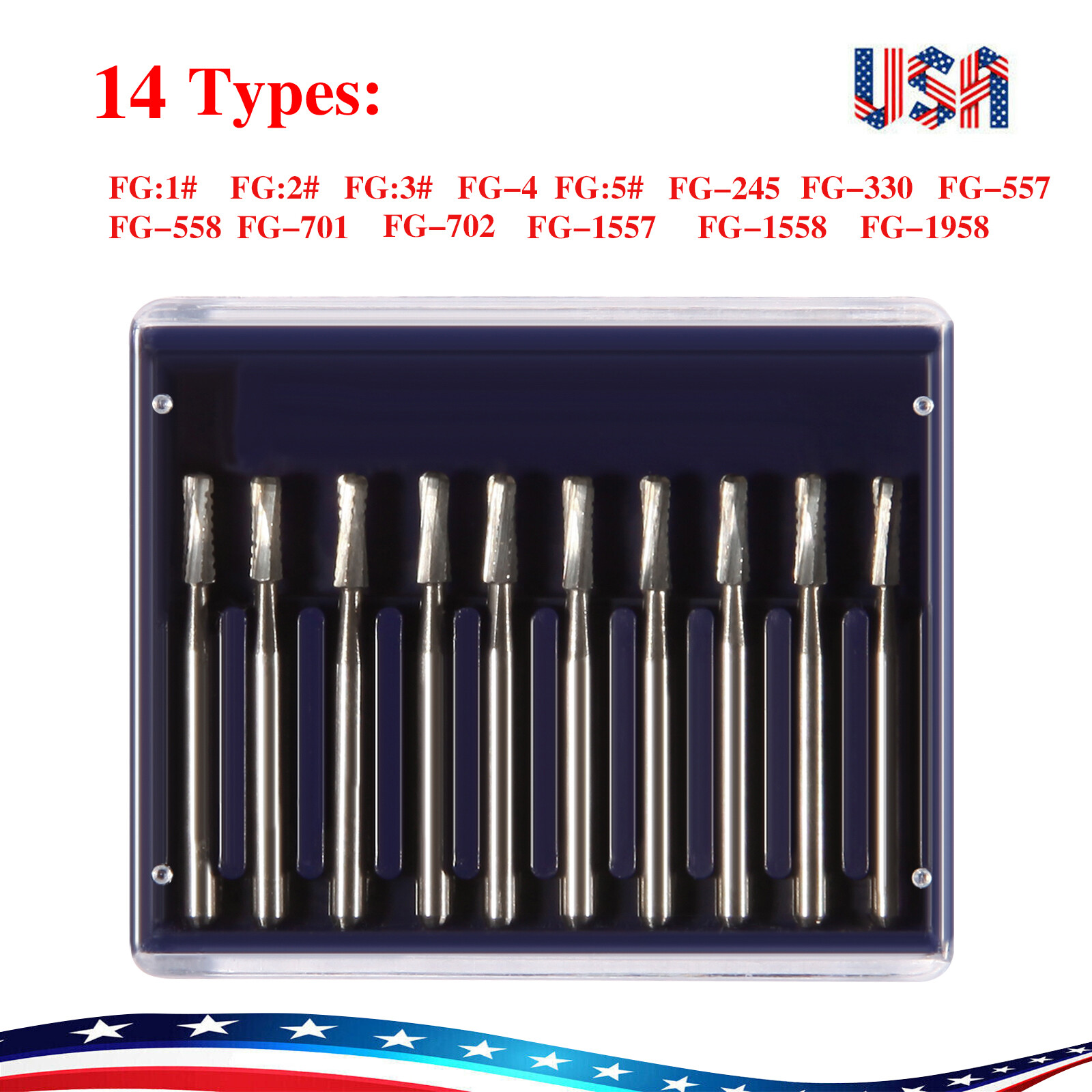 10-100pcs Dental Round Carbide Tungsten Bur FG Burs For High Speed Handpiece