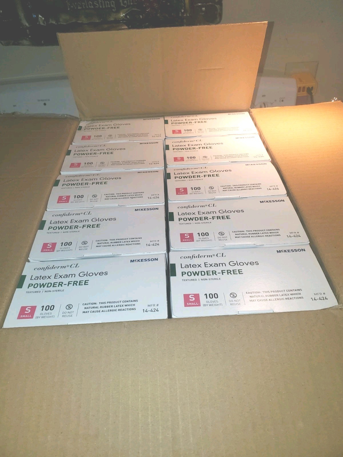 10 Boxes McKesson Confiderm Latex Glove Standard Cuff Length SMALL 100 per Box