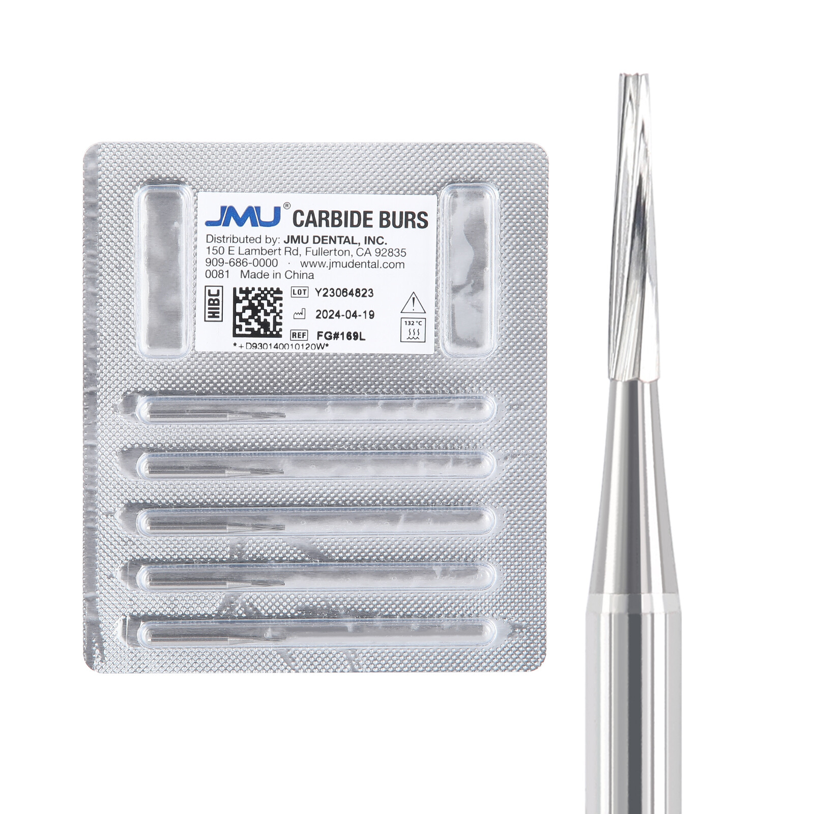 JMU Dental Carbide Burs High Speed FG Taper Fissure 5pcs/pk
