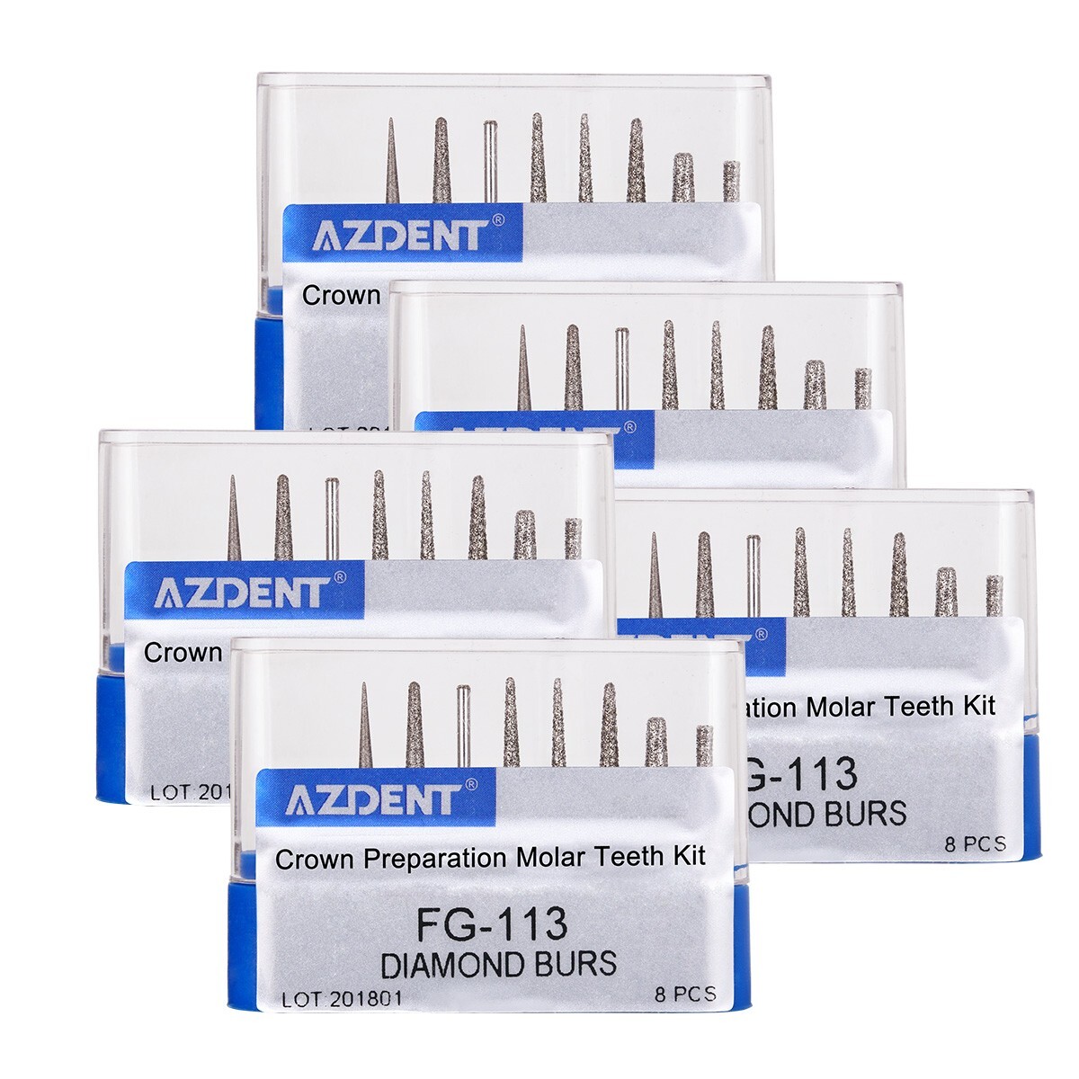 AZDENT Dental High Speed Diamond Burs Crown Preparation Molar Teeth Kit FG-113