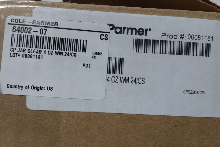 Cole-Parmer 64002-07 120 Pk 4 Oz Capacity Clear Jar