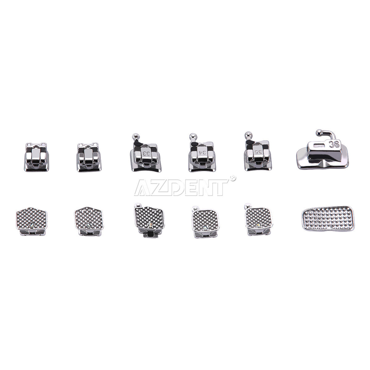 AZDENT Dental Orthodontic Brackets+Buccal Tubes Self Ligating MBT 0.022 345 Hook