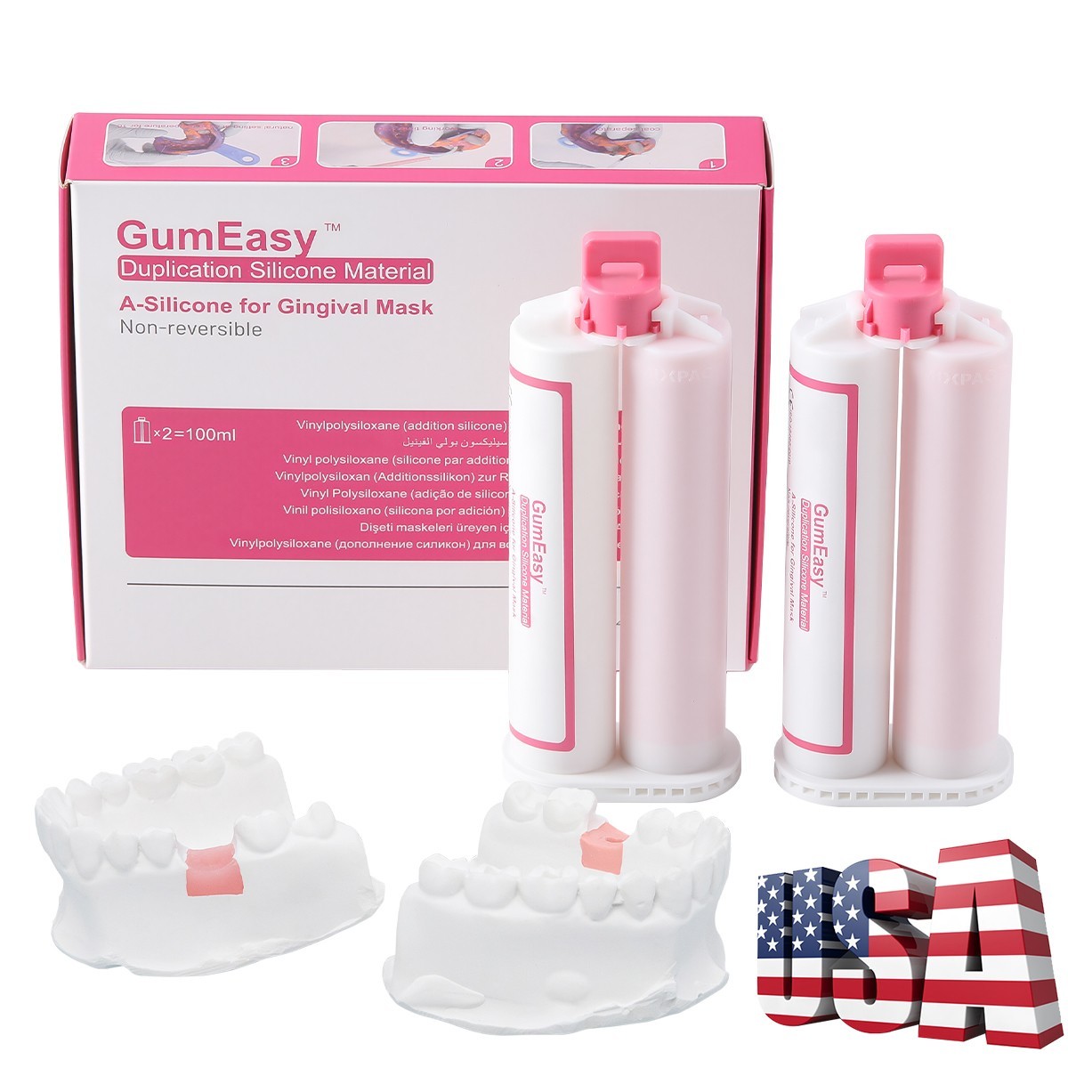 Dental Impression A-Silicone Pink for Gingival Mask Hard/Soft Regular/Soft High