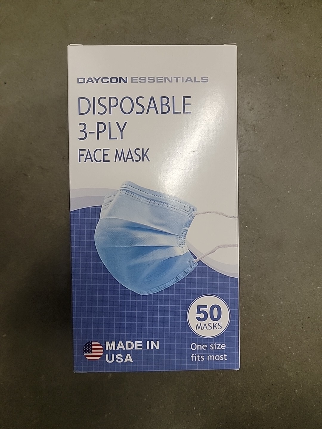Daycon Essentials Disposable 3-PLY Face Mask, One size Fits Most (50 Count)