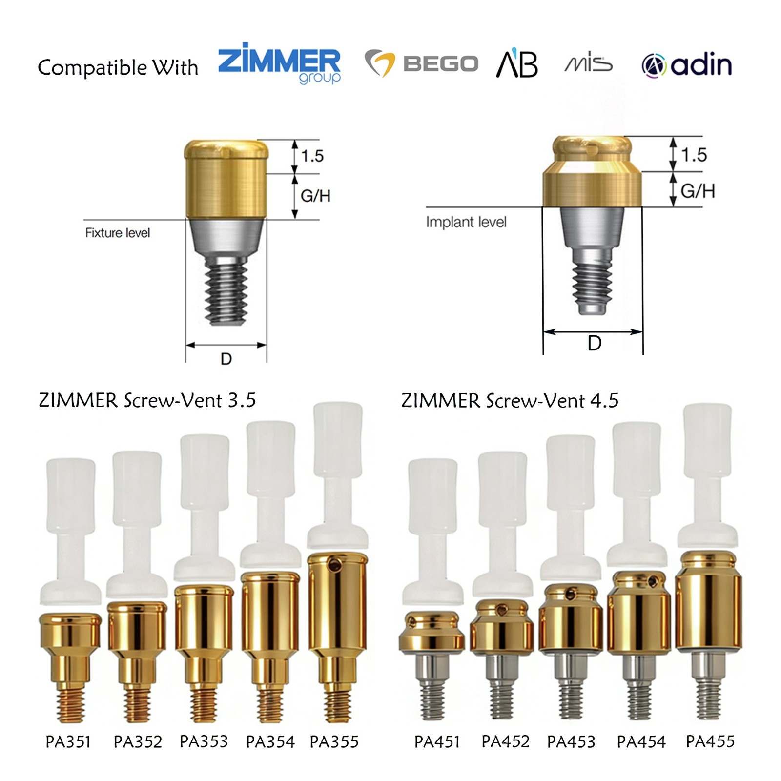 US Zest Locator Overdenture Abutment for ZIMMER TSV 3.5/4.5 Internal Hex Platfor