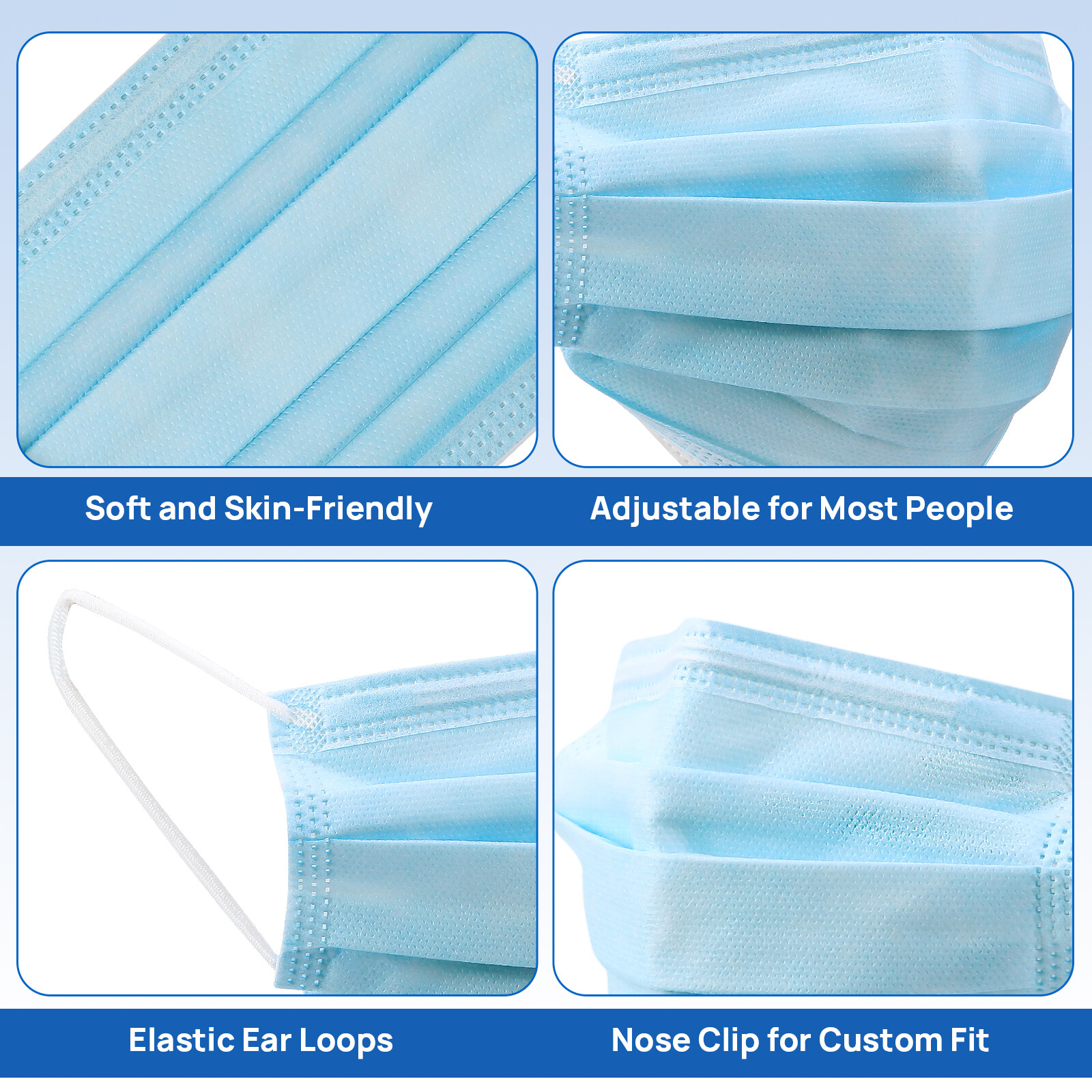50pcs/box ASTM Medical Masks Adult Size Level 3 Four-Layer 17.5*9.5cm Assorted