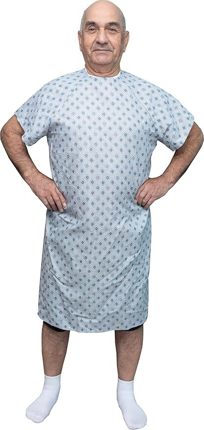6 PACK – Reusable Hospital Gowns for Men Medical Patient Gowns with Back Ties