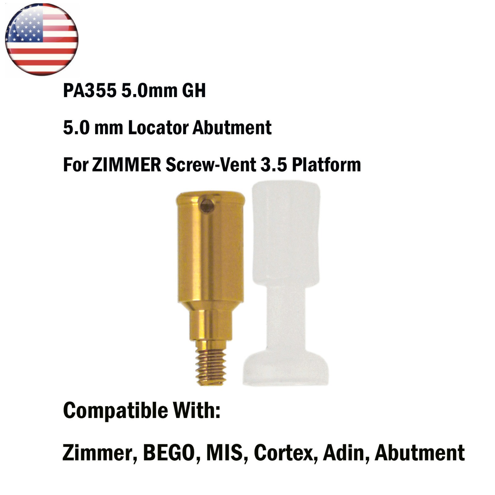 Dental Core Tool Ø3.5mm for BEGO, Zimmer, MIS, Cortex, Adin Attachment Abutments