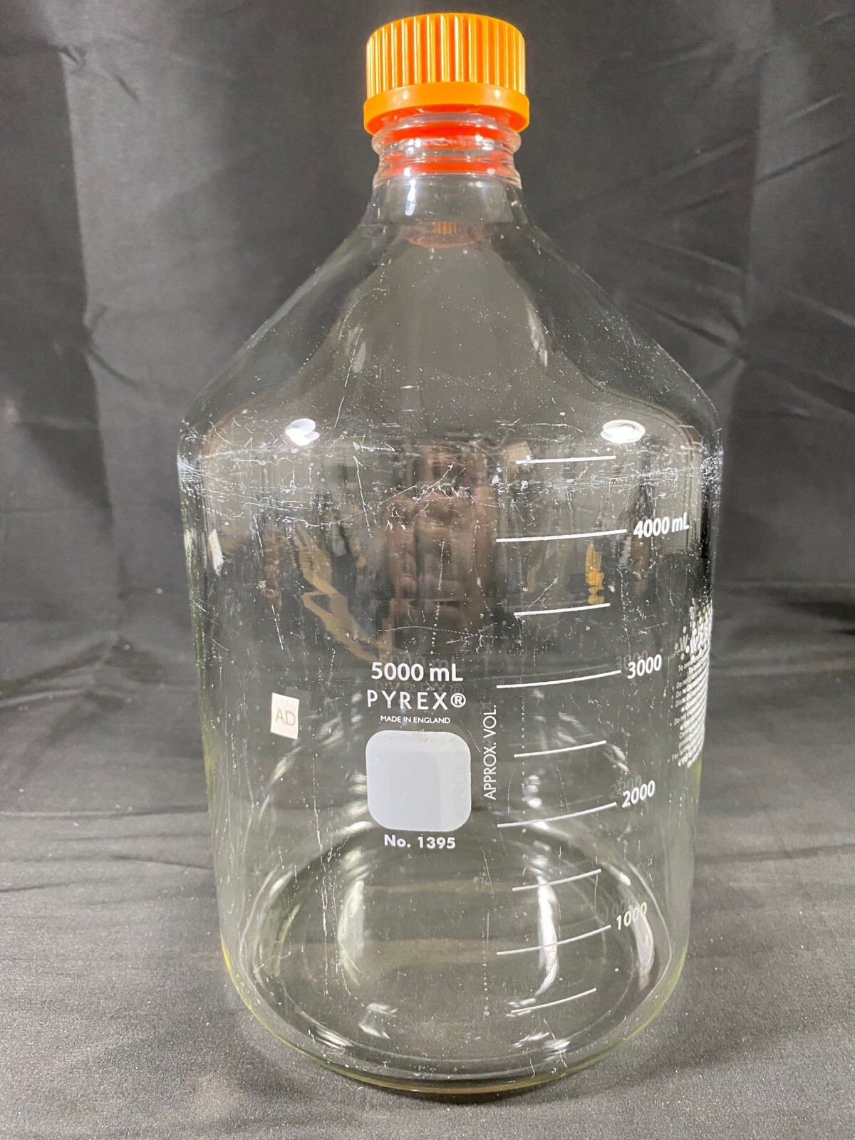 PYREX 5000mL Graduated Media Storage Bottle With GL-45 Cap No Pour Ring 1395-5L