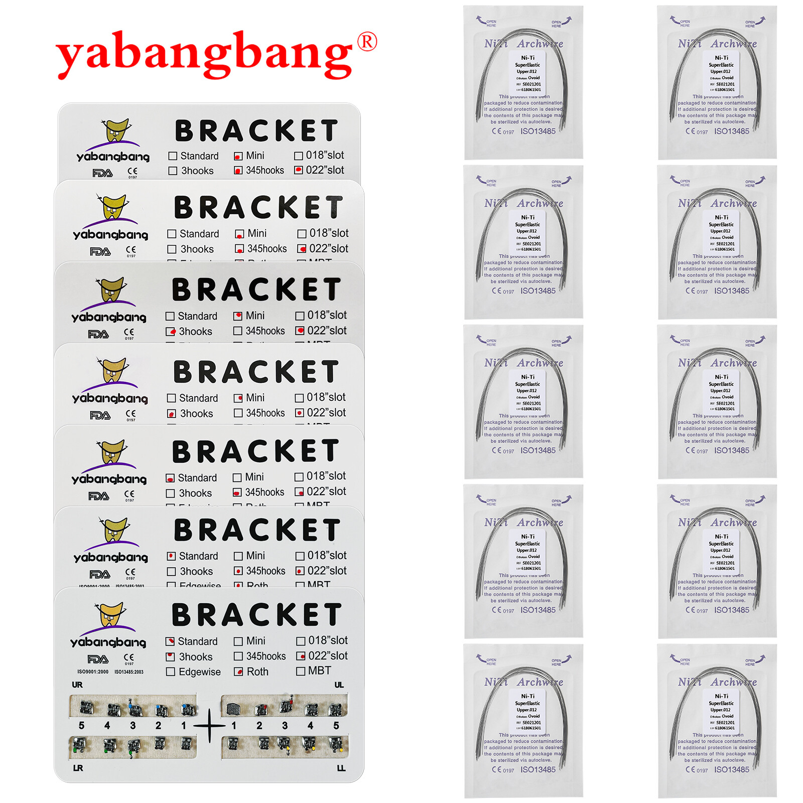 Ortodoncia Dental Brackets Metal Roth/MBT 345Ganchos /Niti arco alambre elástico