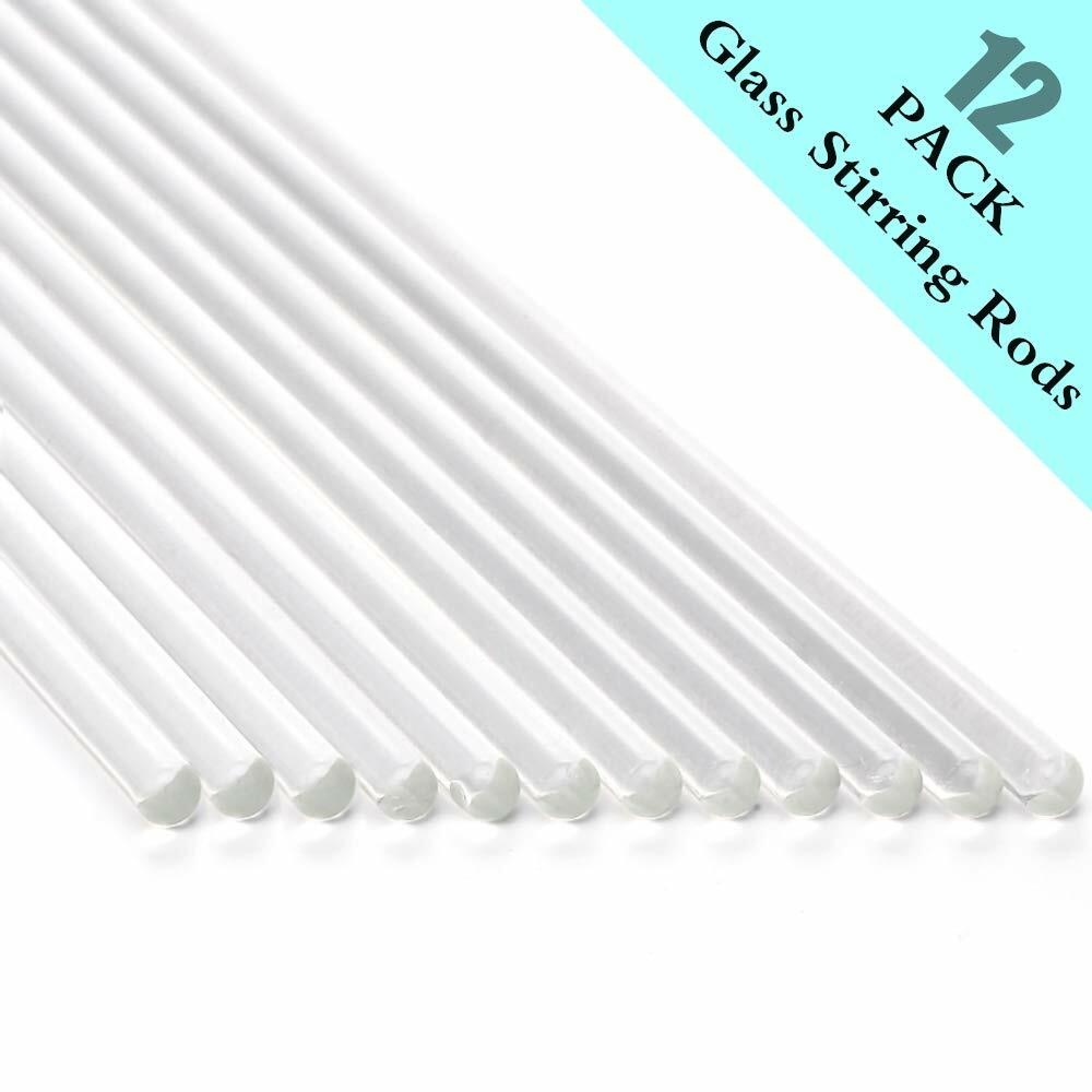 12 Pack Glass Stirring Rods 10″ Round ends for Science Education,Lab and Kitchen