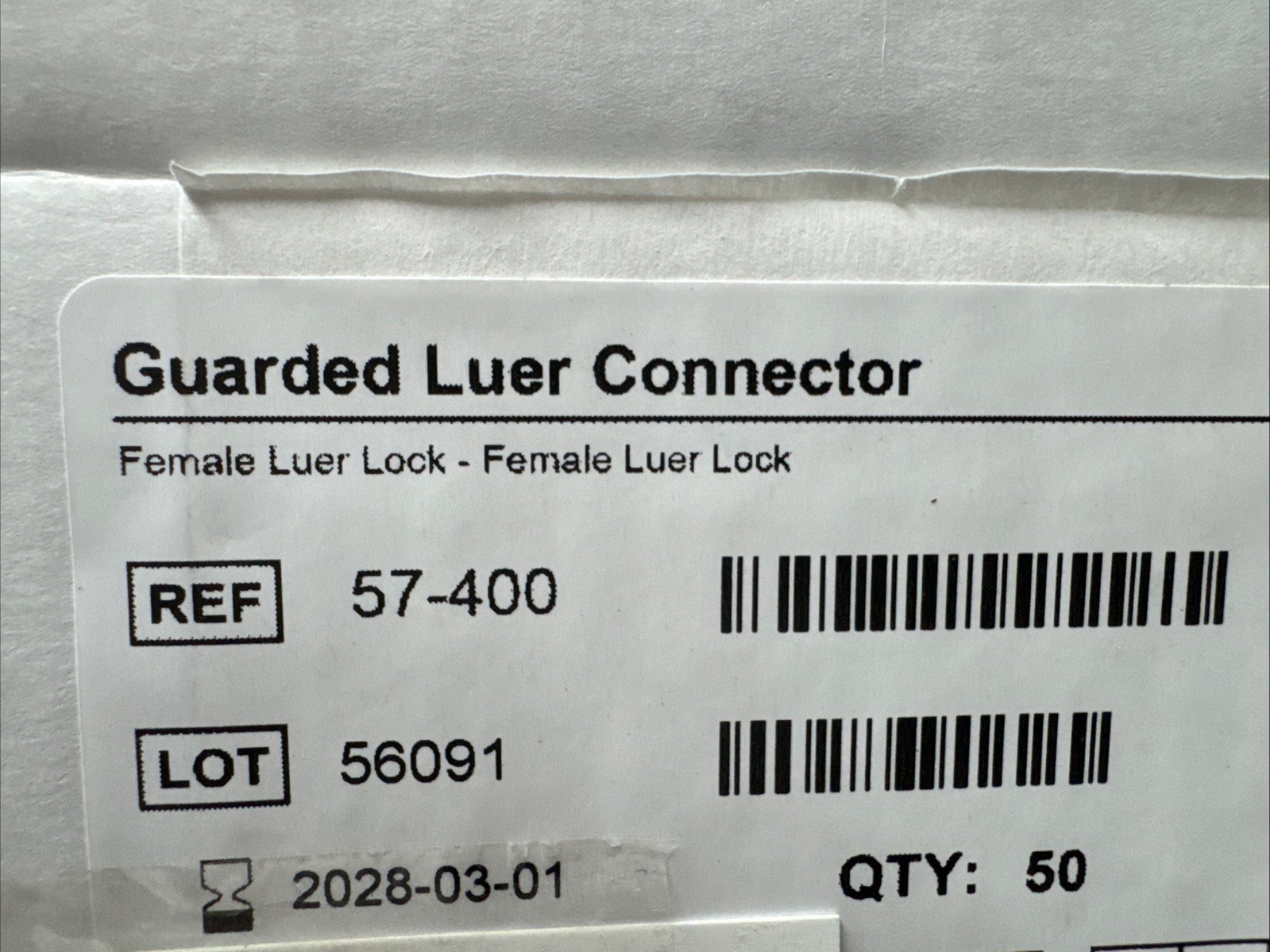 Female Luer Lock To Female Luer Lock, Guarded Luer Connectors, Sterile, 50/Box.