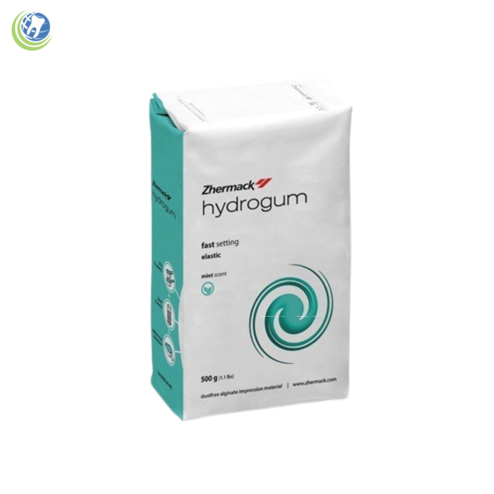 2 X Zhermack Hydrogum Dental Alginate Mint Fast Set 500 g, Dust Free, C302025