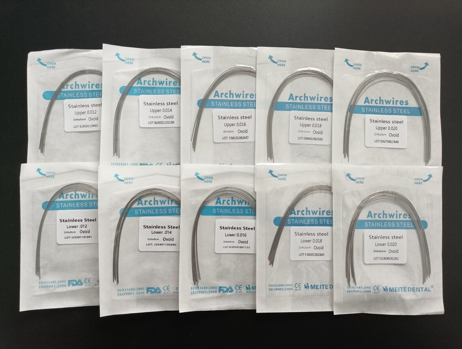 Dental Orthodontic Stainless Steel Arch Wires Round Wire Ovoid/Natural 10pcs/bag