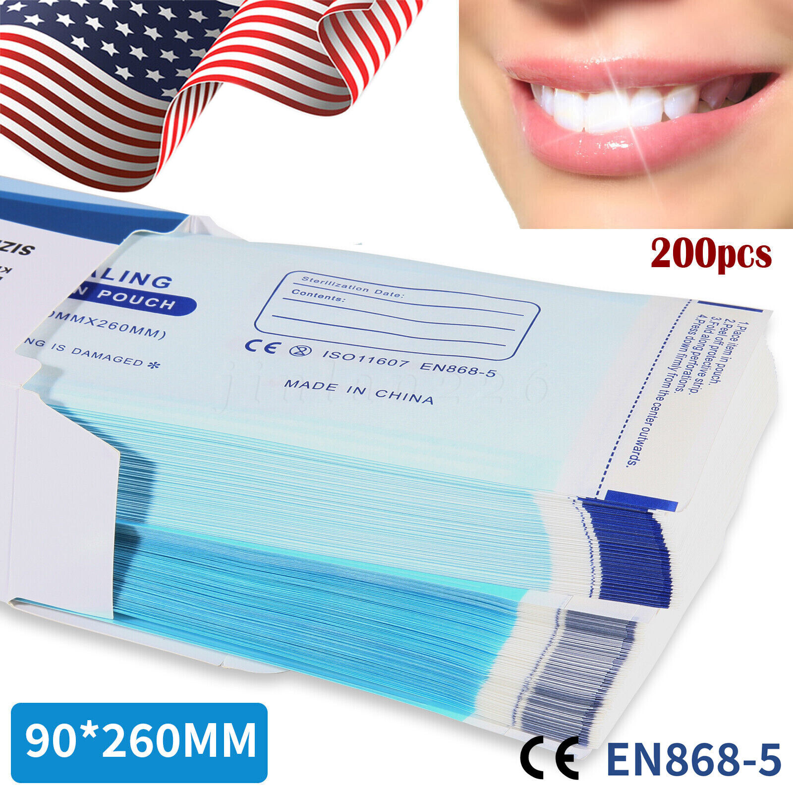 Self Sterilization Pouches Autoclave Sterilizer Bags Dental Medical Tattoo Nail
