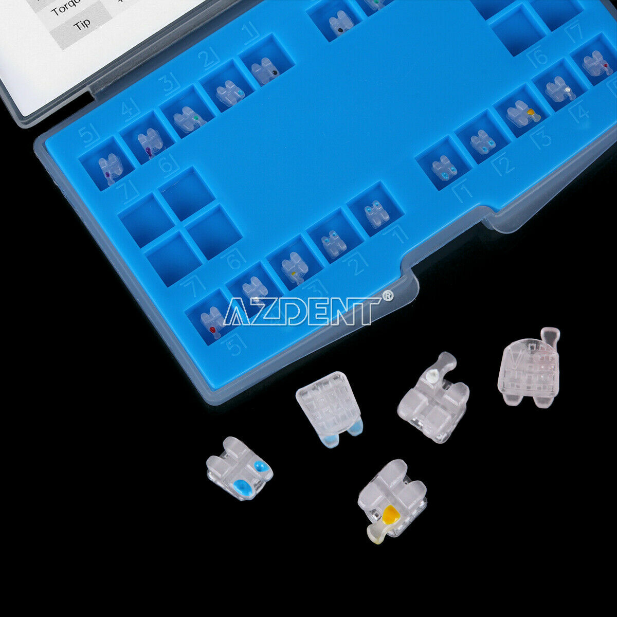 AZDENT Dental Ortho Ceramic Bracket Brace MBT Roth.022 018 Hooks 3 4 5 20pcs/Kit