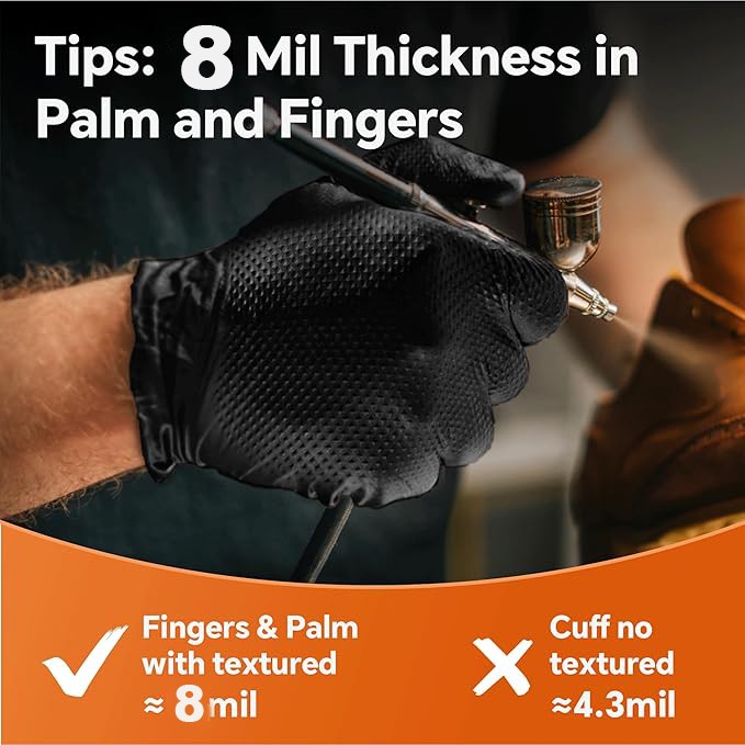 8 Mil 100/200/300/400Pcs Nitrile Disposable Gloves Powder Latex Free L & XL Size
