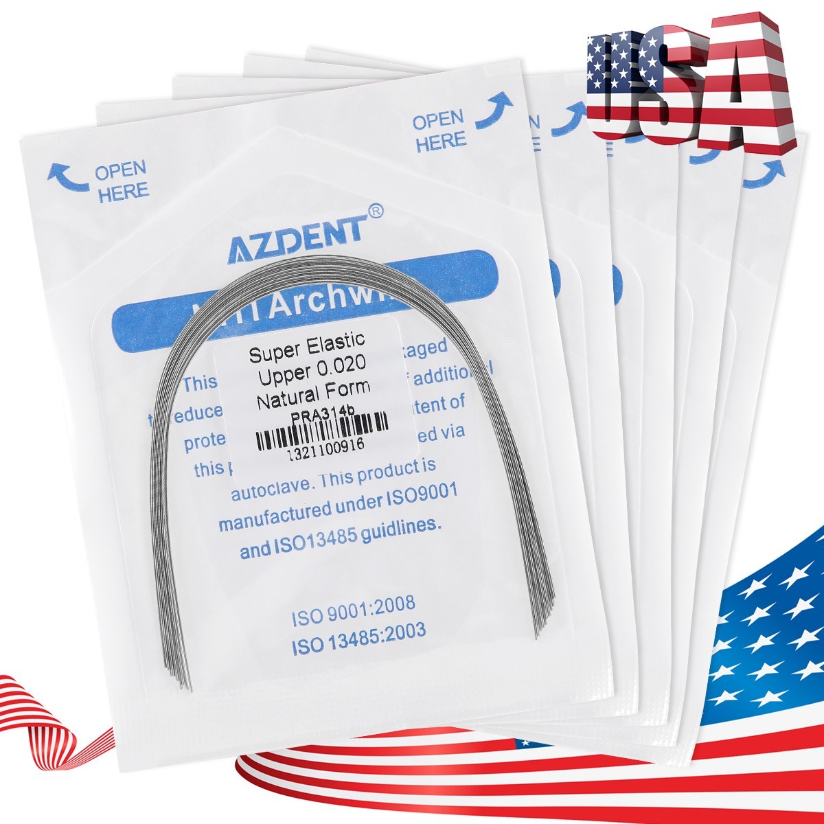 AZDENT Orthodontic Dental Brackets Roth MBT.022/.018 Hooks/Niti Round Arch Wire