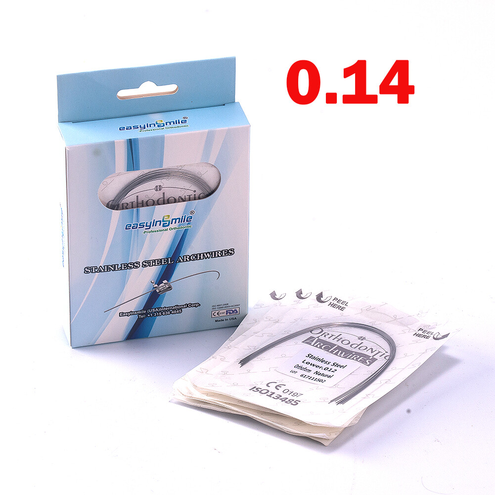 10Packs Dental Orthodontic Stainless Steel Rectangular Arch Wire Natural Round