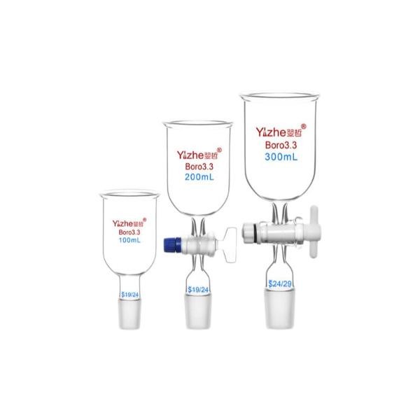 Lab Glassware: 50ml-1000ml Cylindrical Glass Funnel with PTFE Piston