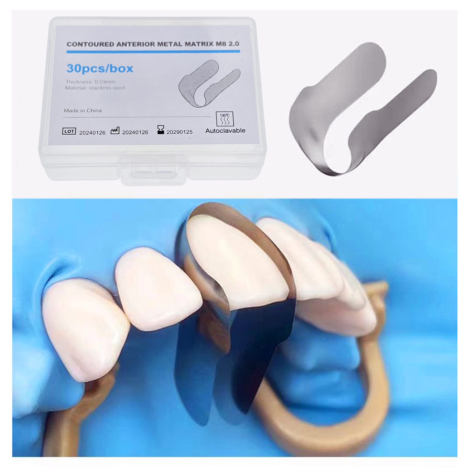30Pcs/Box Dental Anterior Twin Matrices Cervical Matrix Similar Unica TOR System