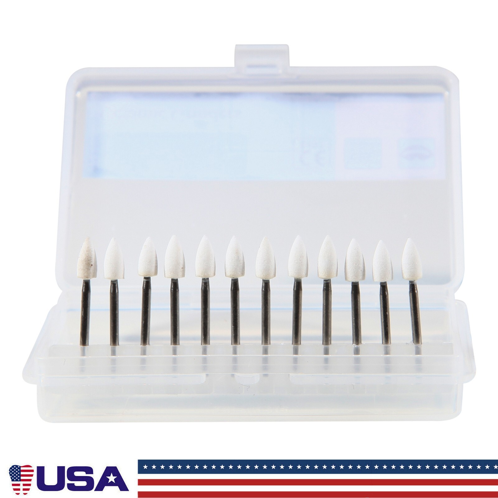 12pcs Dental Flame White Stone Polishing FG Burs Fl2 Abrasion Point Bur SANDENT