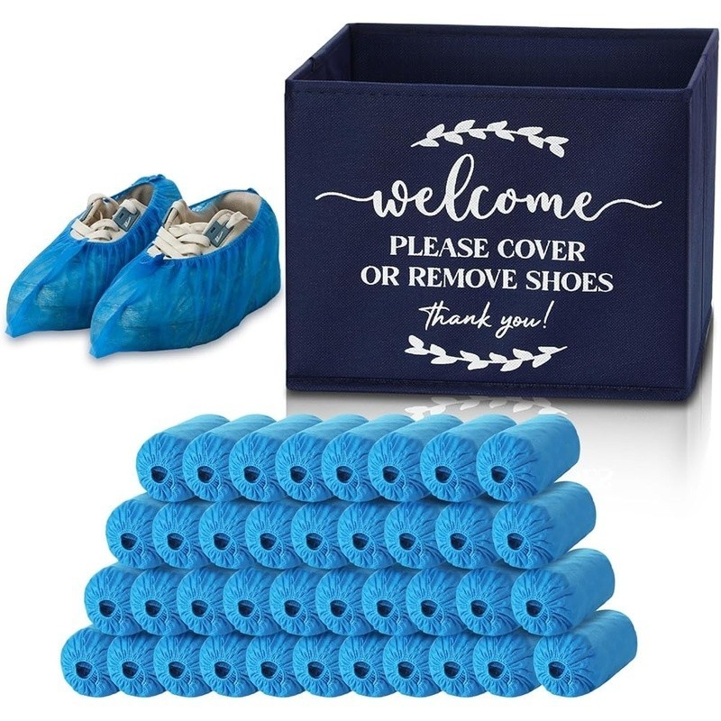 Disposable Shoe Covers 200 Pack W/ Foldable Storage Box Cleanliness Indoor Use
