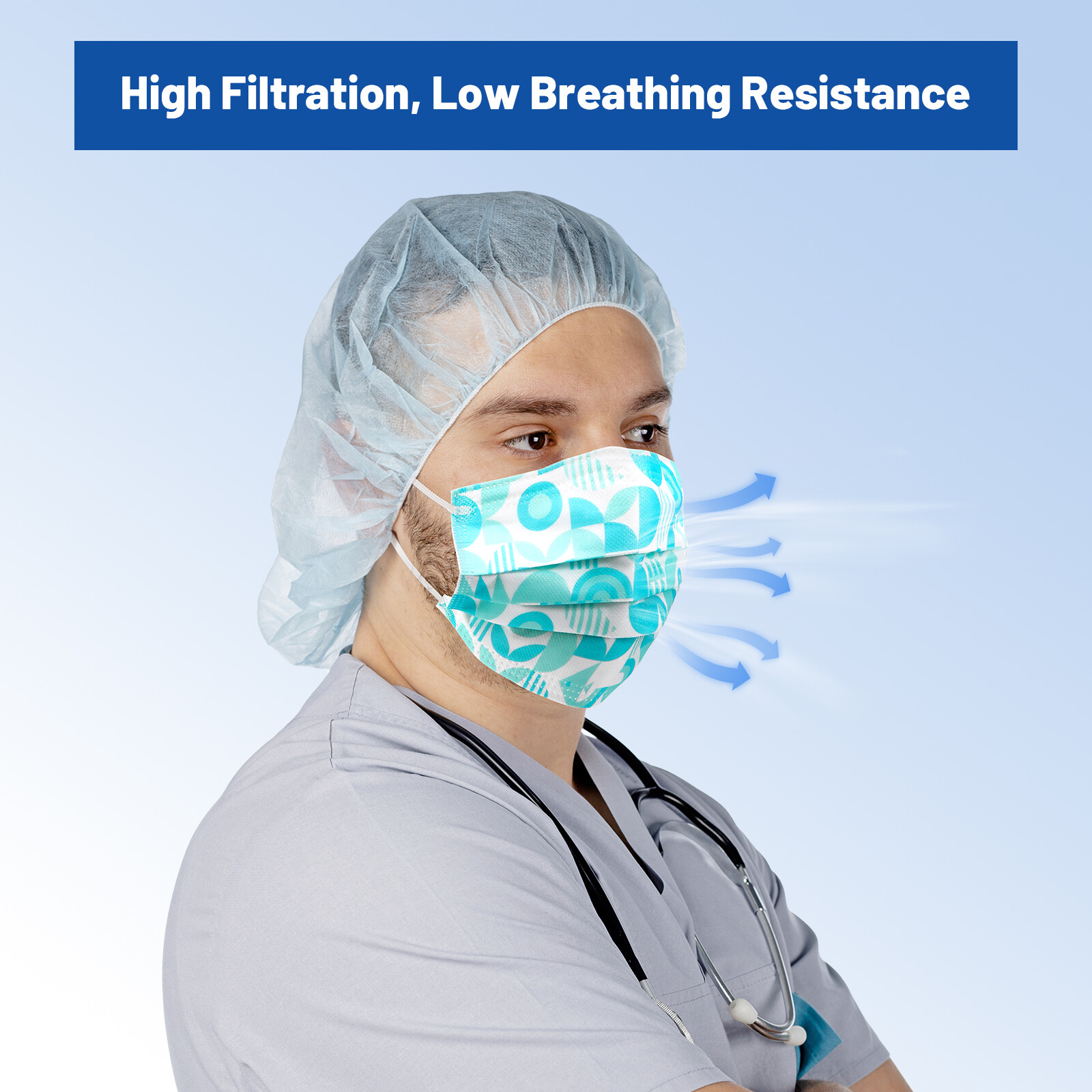 50pcs/box ASTM Medical Masks Adult Size Level 3 Four-Layer 17.5*9.5cm Assorted
