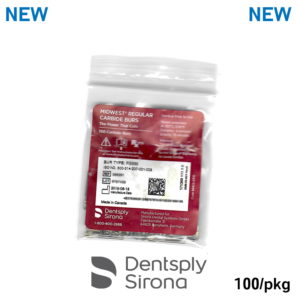 1x Midwest Dentsply Carbide Burs Friction Grip (100 burs)