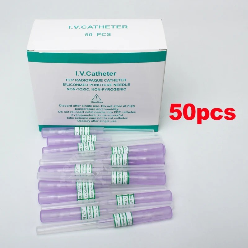 50pcs IV Cannula Pen Type Intravenous Injection Catheter 22G