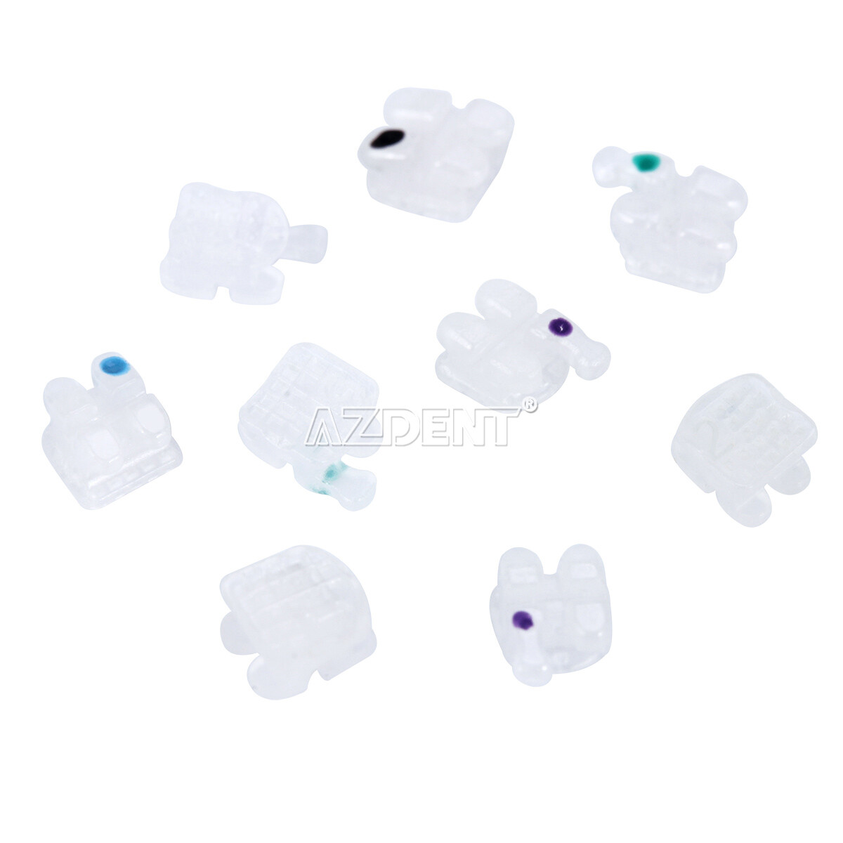 AZDENT Dental Orthodontic Ceramic Brackets Braces Roth MBT 022 /018 Hooks 345