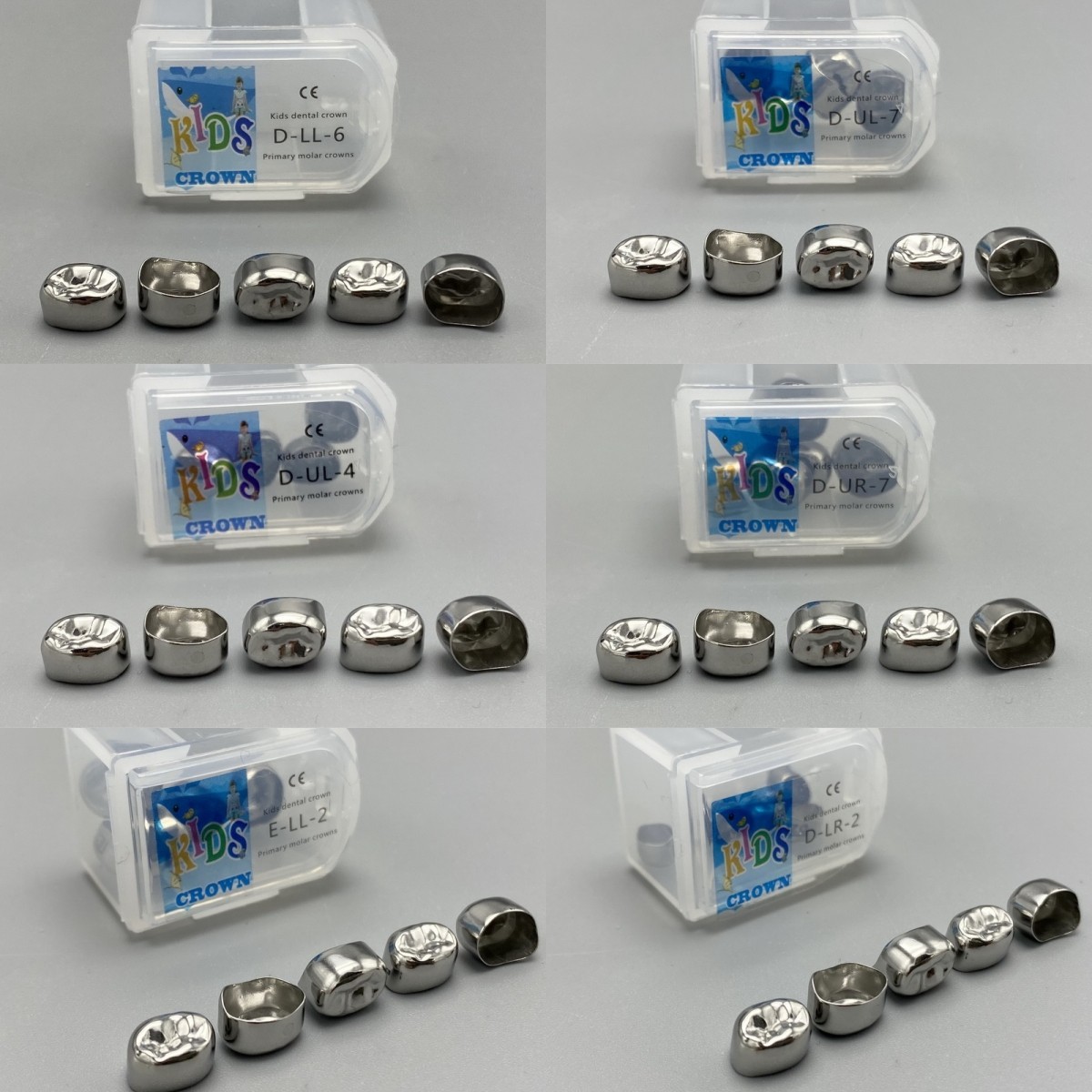 48Size Dental Kids Crown Stainless Steel Primary Molar Crowns Metal Pediatric